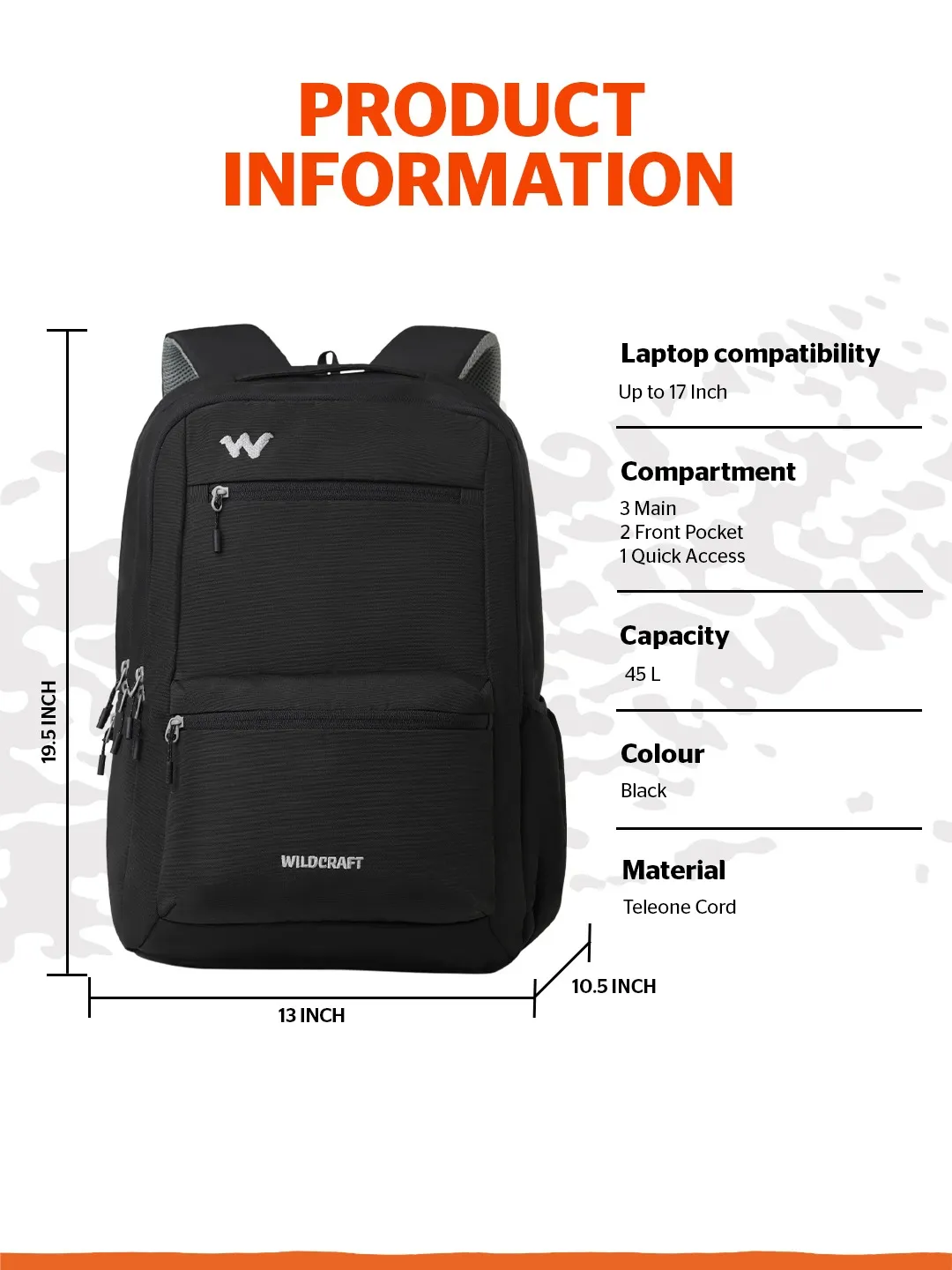 Ranger 45 Litres Laptop Backpack-Black