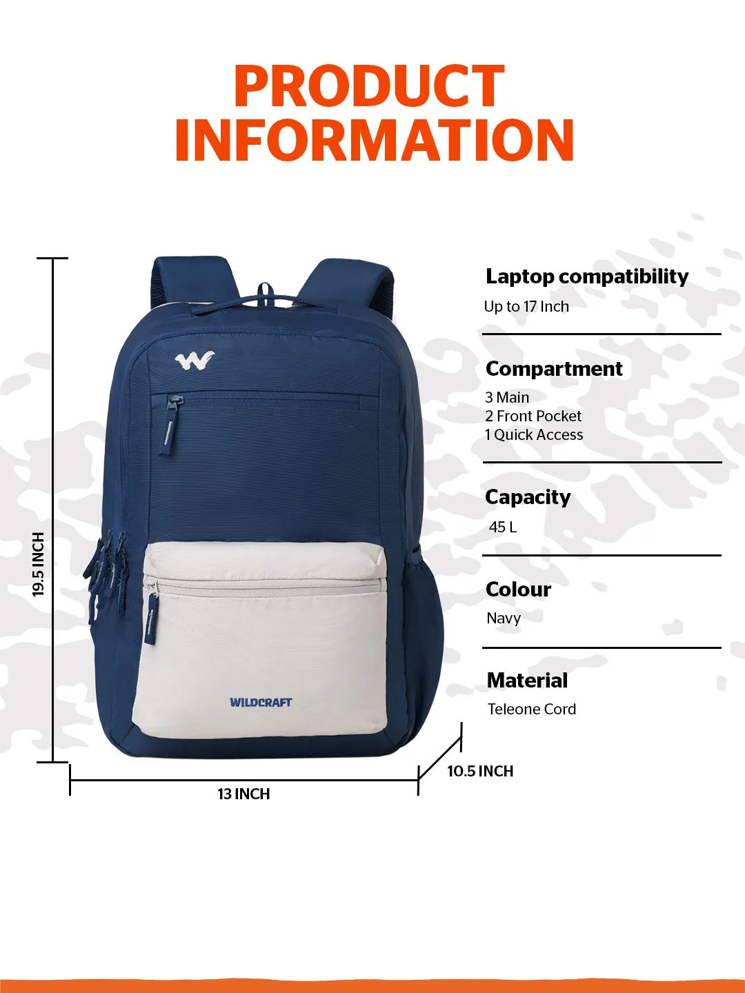 Ranger 45 Litres Laptop Backpack-Navy