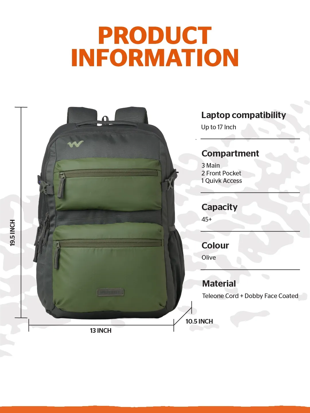 Ranger 45 Litres Laptop Backpack-Olive
