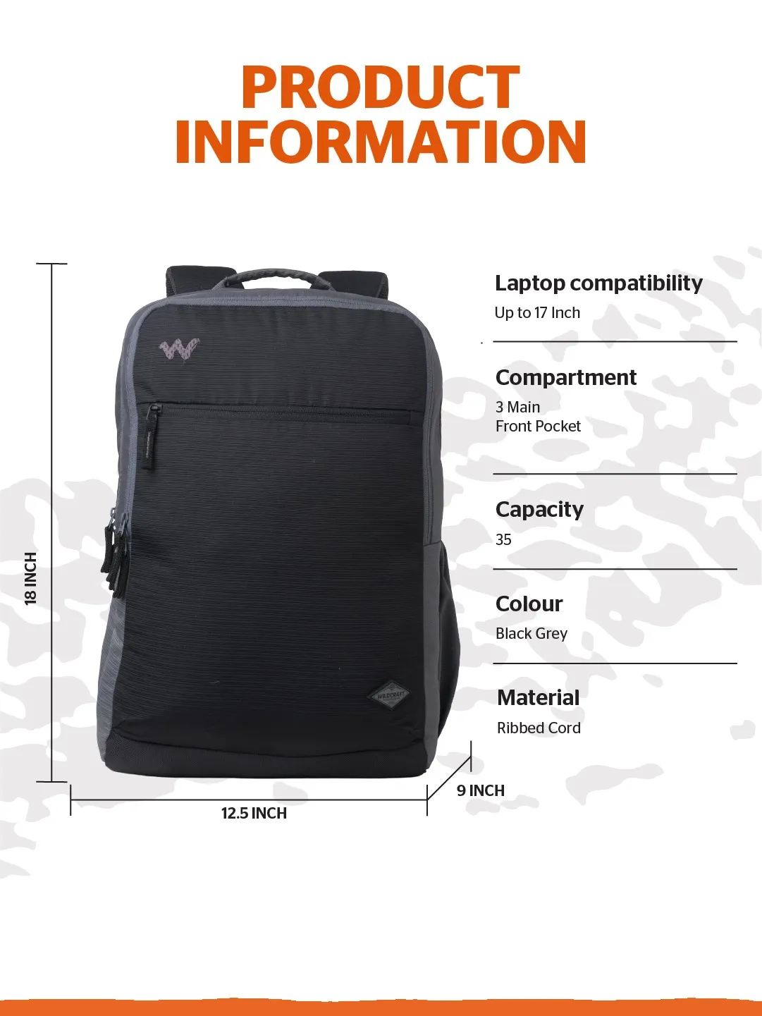 Drifter 35 Litres Laptop Backpack-Black Grey