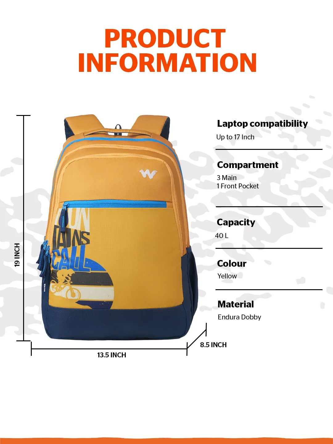 Outlander 40 Litres Laptop Backpack-Yellow