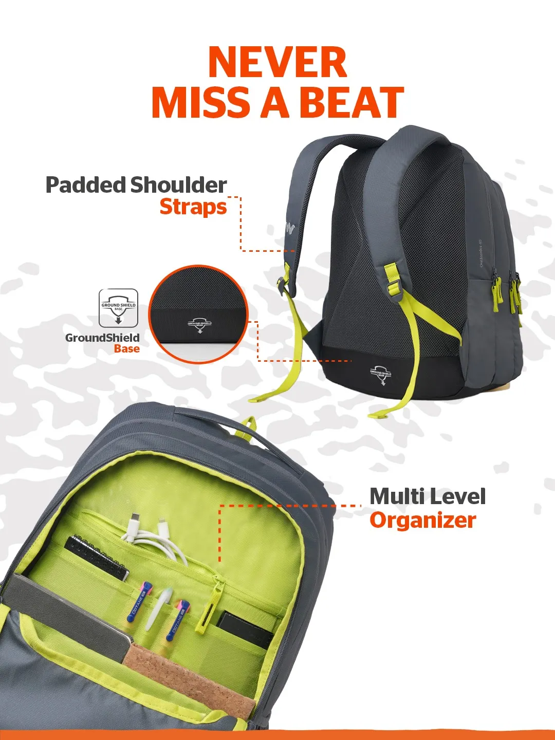 Outlander 45 Litres Laptop Backpack-Grey