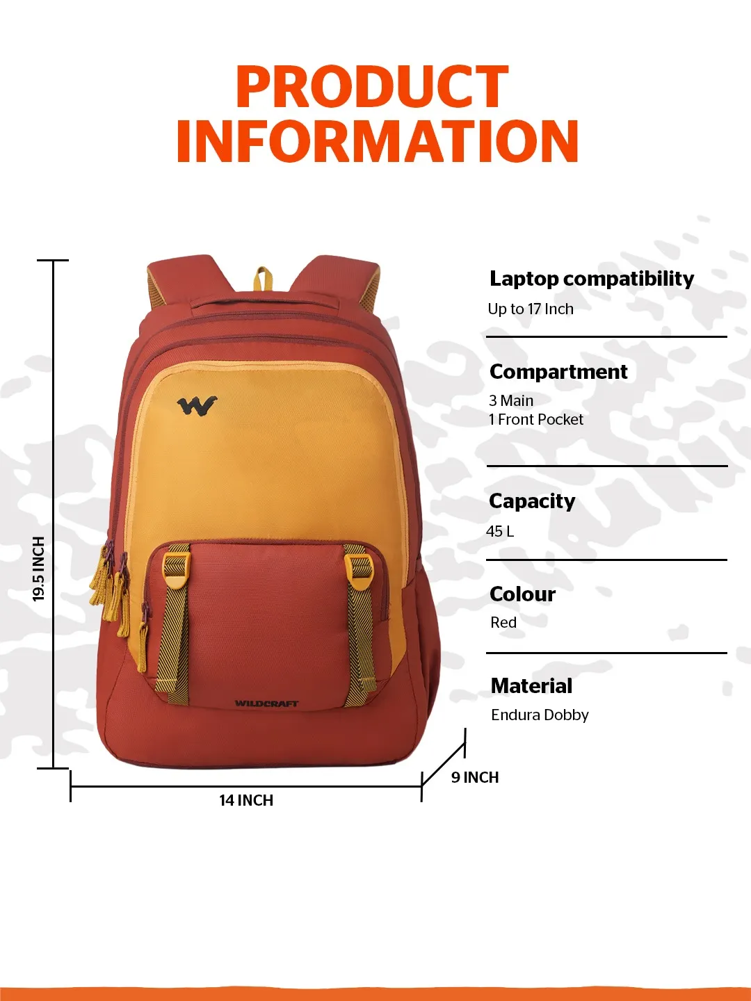Outlander 45 Litres Laptop Backpack-Red